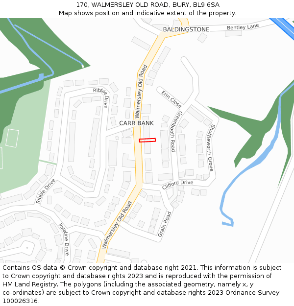 170, WALMERSLEY OLD ROAD, BURY, BL9 6SA: Location map and indicative extent of plot