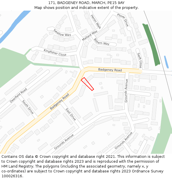 171, BADGENEY ROAD, MARCH, PE15 9AY: Location map and indicative extent of plot