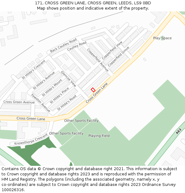 171, CROSS GREEN LANE, CROSS GREEN, LEEDS, LS9 0BD: Location map and indicative extent of plot