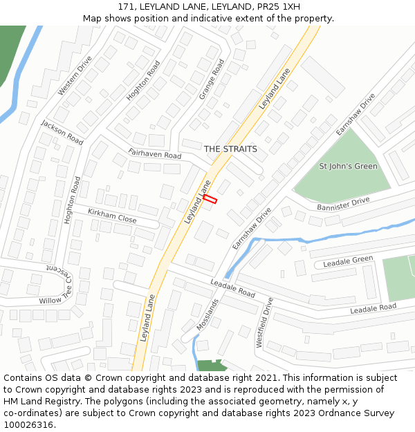 171, LEYLAND LANE, LEYLAND, PR25 1XH: Location map and indicative extent of plot