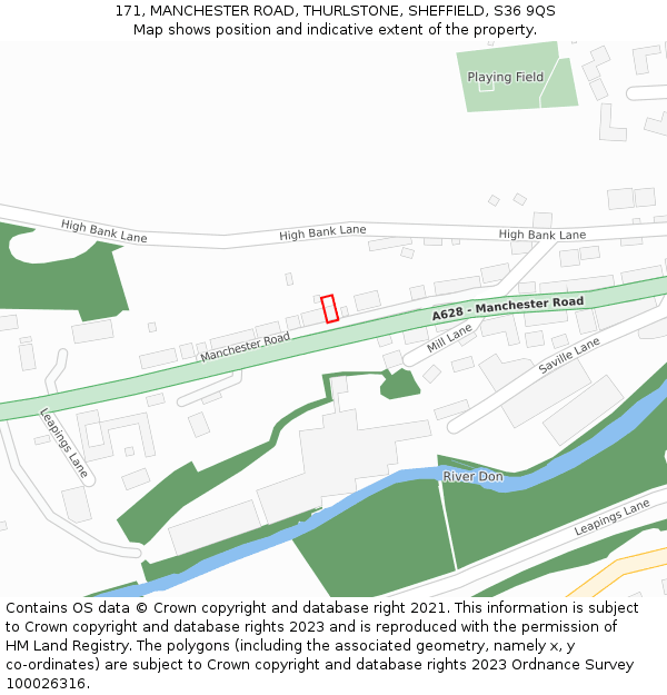 171, MANCHESTER ROAD, THURLSTONE, SHEFFIELD, S36 9QS: Location map and indicative extent of plot