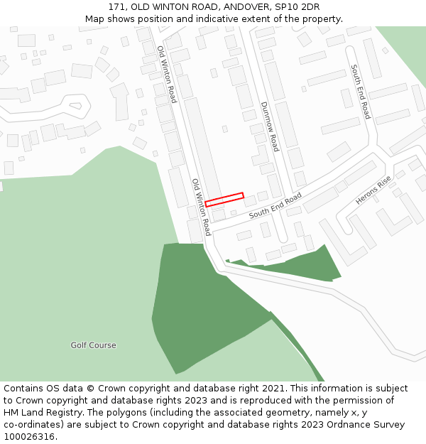 171, OLD WINTON ROAD, ANDOVER, SP10 2DR: Location map and indicative extent of plot