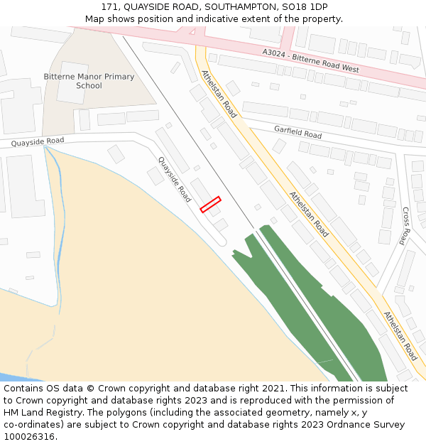 171, QUAYSIDE ROAD, SOUTHAMPTON, SO18 1DP: Location map and indicative extent of plot