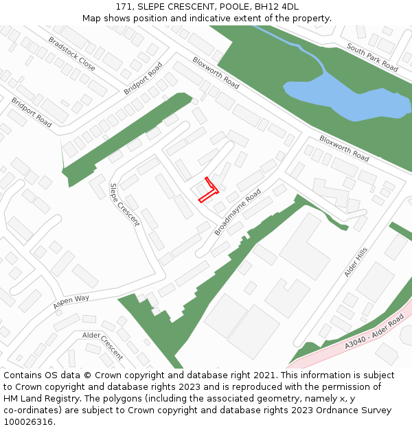 171, SLEPE CRESCENT, POOLE, BH12 4DL: Location map and indicative extent of plot