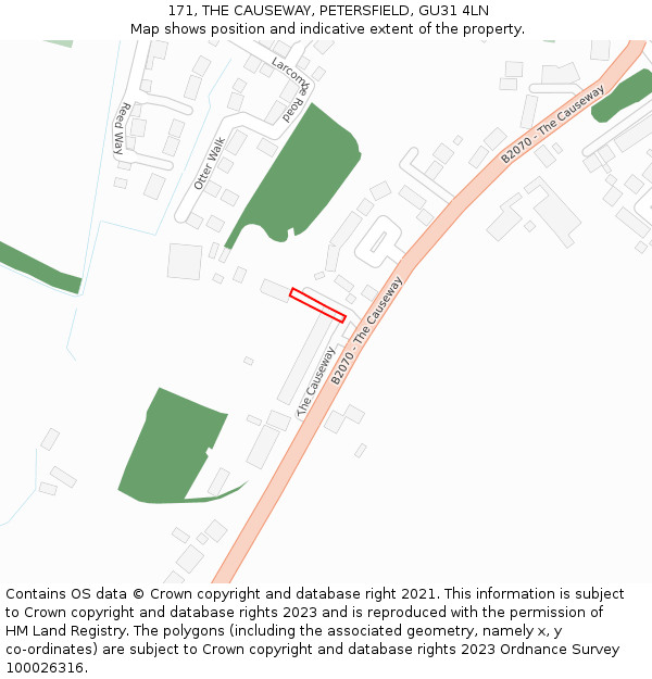 171, THE CAUSEWAY, PETERSFIELD, GU31 4LN: Location map and indicative extent of plot