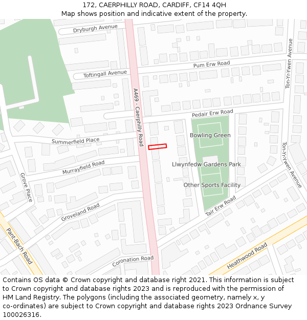 172, CAERPHILLY ROAD, CARDIFF, CF14 4QH: Location map and indicative extent of plot