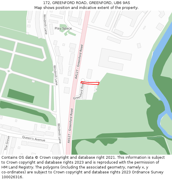 172, GREENFORD ROAD, GREENFORD, UB6 9AS: Location map and indicative extent of plot