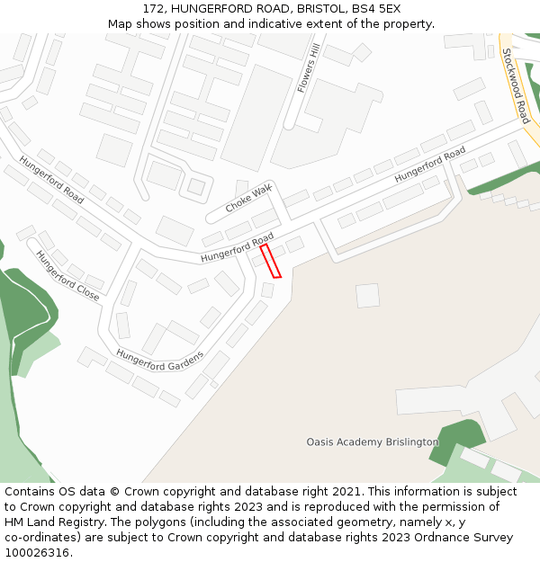 172, HUNGERFORD ROAD, BRISTOL, BS4 5EX: Location map and indicative extent of plot