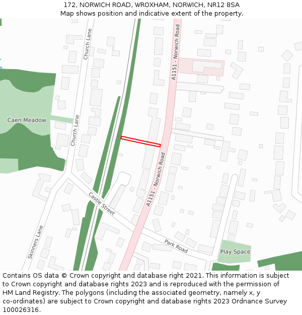 172, NORWICH ROAD, WROXHAM, NORWICH, NR12 8SA: Location map and indicative extent of plot