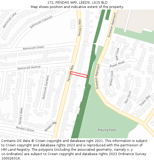 172, PENDAS WAY, LEEDS, LS15 8LD: Location map and indicative extent of plot
