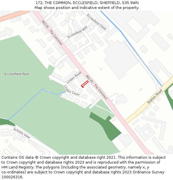 172, THE COMMON, ECCLESFIELD, SHEFFIELD, S35 9WN: Location map and indicative extent of plot