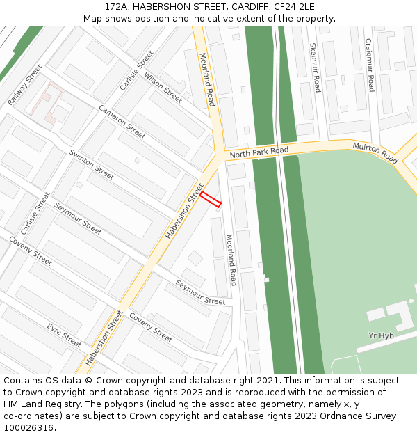 172A, HABERSHON STREET, CARDIFF, CF24 2LE: Location map and indicative extent of plot
