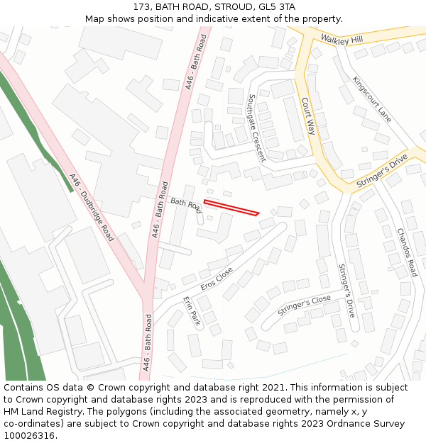 173, BATH ROAD, STROUD, GL5 3TA: Location map and indicative extent of plot