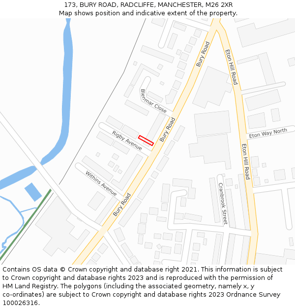 173, BURY ROAD, RADCLIFFE, MANCHESTER, M26 2XR: Location map and indicative extent of plot