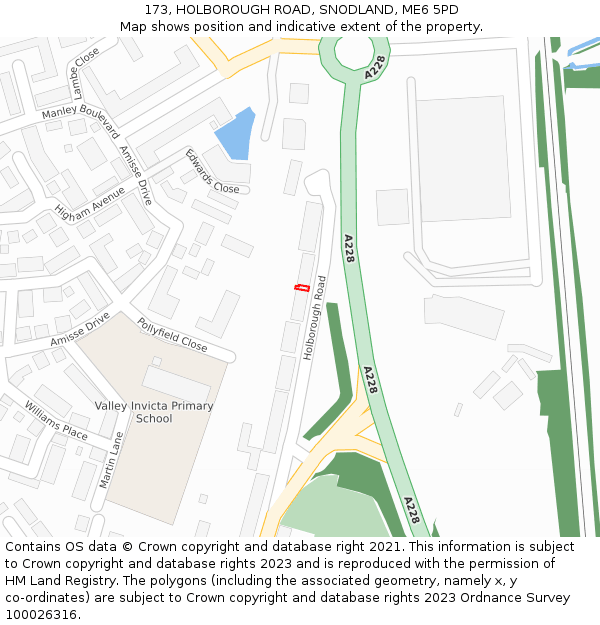 173, HOLBOROUGH ROAD, SNODLAND, ME6 5PD: Location map and indicative extent of plot