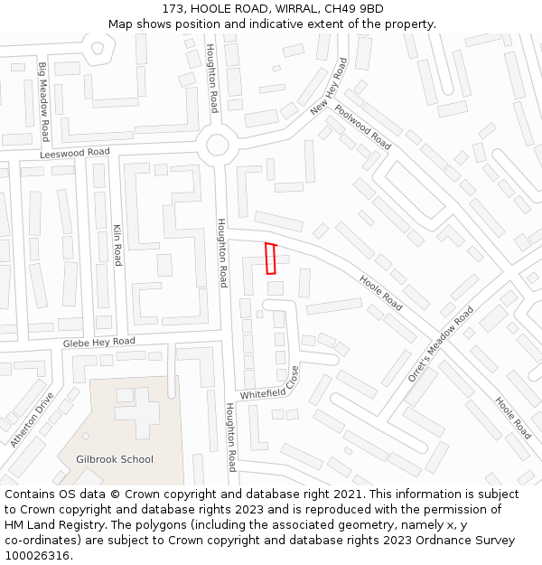 173, HOOLE ROAD, WIRRAL, CH49 9BD: Location map and indicative extent of plot