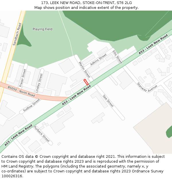 173, LEEK NEW ROAD, STOKE-ON-TRENT, ST6 2LG: Location map and indicative extent of plot