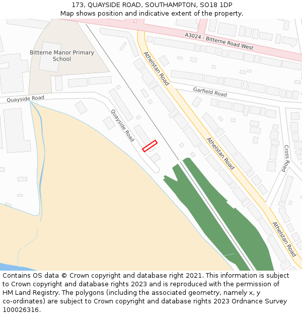 173, QUAYSIDE ROAD, SOUTHAMPTON, SO18 1DP: Location map and indicative extent of plot