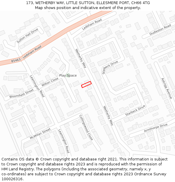 173, WETHERBY WAY, LITTLE SUTTON, ELLESMERE PORT, CH66 4TG: Location map and indicative extent of plot