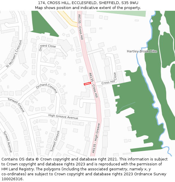 174, CROSS HILL, ECCLESFIELD, SHEFFIELD, S35 9WU: Location map and indicative extent of plot