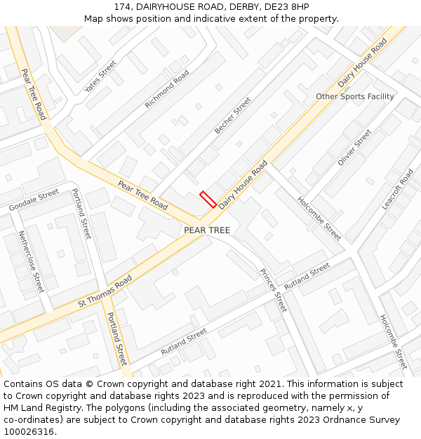 174, DAIRYHOUSE ROAD, DERBY, DE23 8HP: Location map and indicative extent of plot