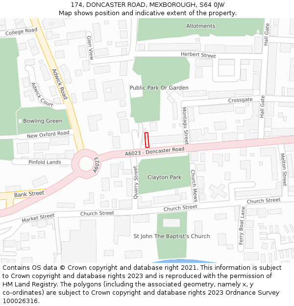 174, DONCASTER ROAD, MEXBOROUGH, S64 0JW: Location map and indicative extent of plot