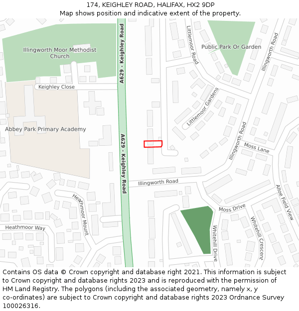 174, KEIGHLEY ROAD, HALIFAX, HX2 9DP: Location map and indicative extent of plot