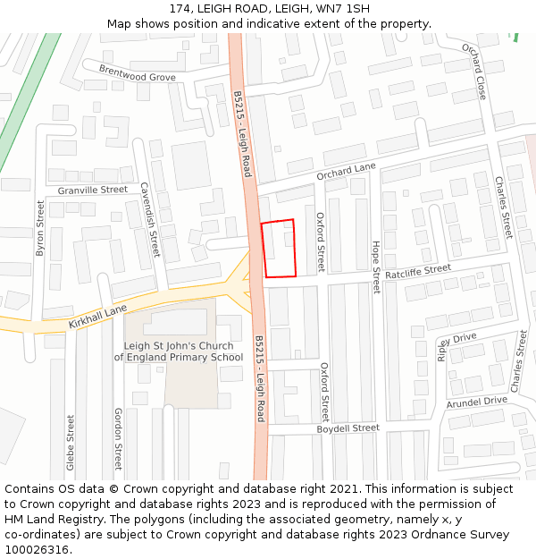 174, LEIGH ROAD, LEIGH, WN7 1SH: Location map and indicative extent of plot