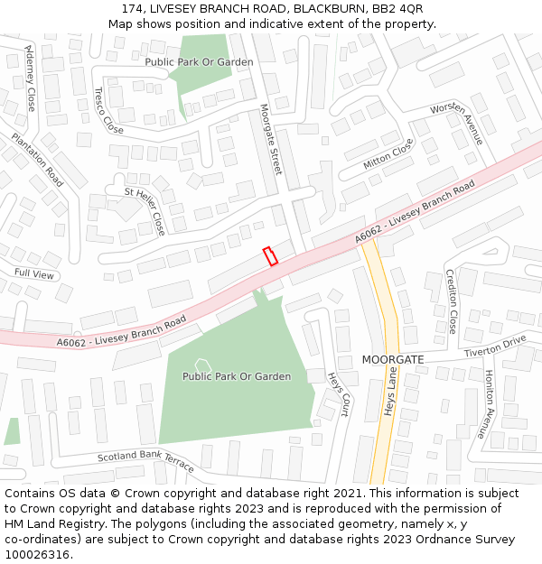 174, LIVESEY BRANCH ROAD, BLACKBURN, BB2 4QR: Location map and indicative extent of plot