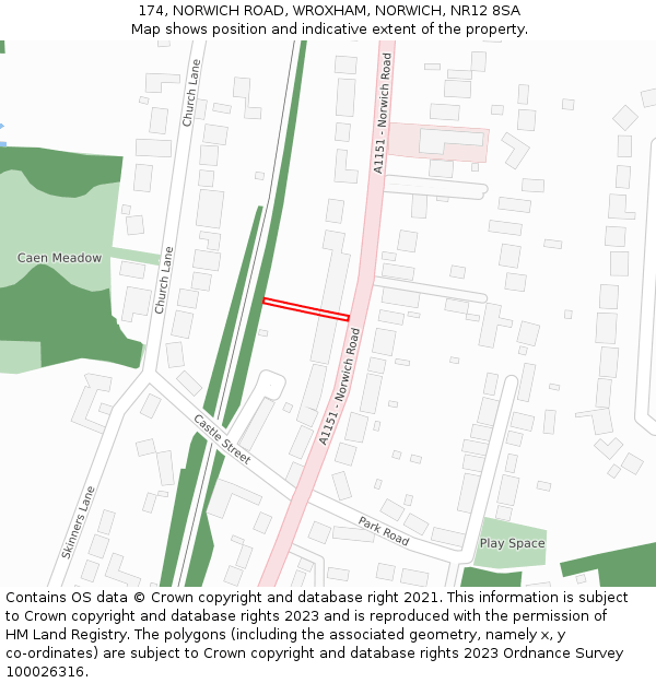 174, NORWICH ROAD, WROXHAM, NORWICH, NR12 8SA: Location map and indicative extent of plot