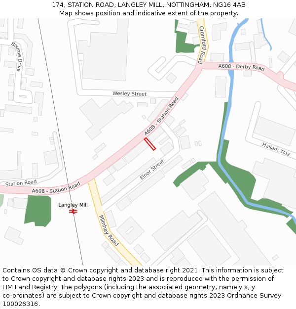 174, STATION ROAD, LANGLEY MILL, NOTTINGHAM, NG16 4AB: Location map and indicative extent of plot