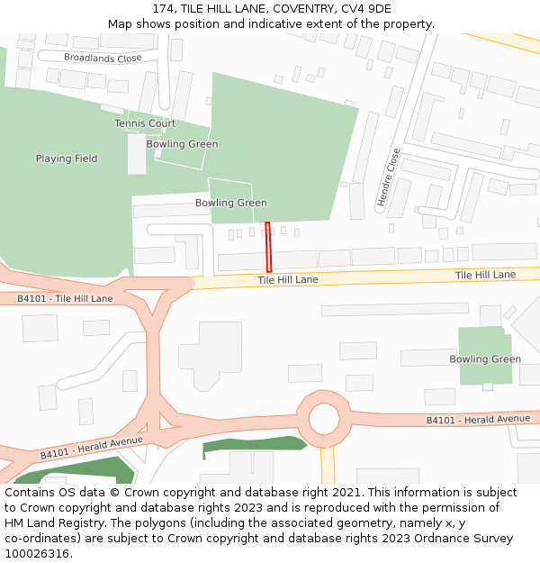174, TILE HILL LANE, COVENTRY, CV4 9DE: Location map and indicative extent of plot