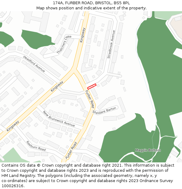 174A, FURBER ROAD, BRISTOL, BS5 8PL: Location map and indicative extent of plot