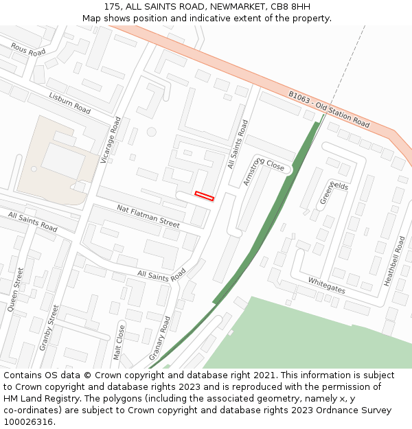 175, ALL SAINTS ROAD, NEWMARKET, CB8 8HH: Location map and indicative extent of plot