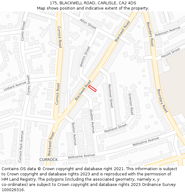 175, BLACKWELL ROAD, CARLISLE, CA2 4DS: Location map and indicative extent of plot