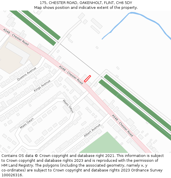 175, CHESTER ROAD, OAKENHOLT, FLINT, CH6 5DY: Location map and indicative extent of plot