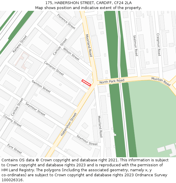 175, HABERSHON STREET, CARDIFF, CF24 2LA: Location map and indicative extent of plot