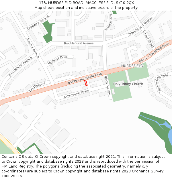 175, HURDSFIELD ROAD, MACCLESFIELD, SK10 2QX: Location map and indicative extent of plot