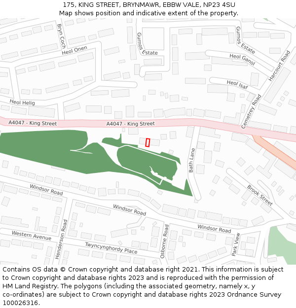 175, KING STREET, BRYNMAWR, EBBW VALE, NP23 4SU: Location map and indicative extent of plot