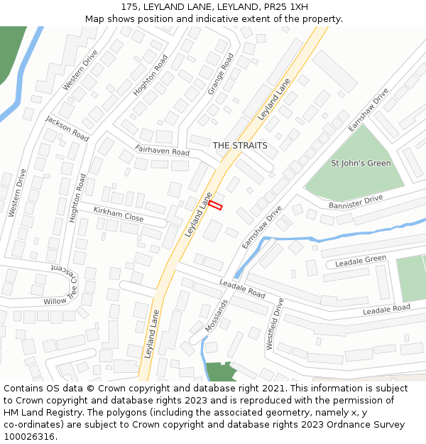 175, LEYLAND LANE, LEYLAND, PR25 1XH: Location map and indicative extent of plot