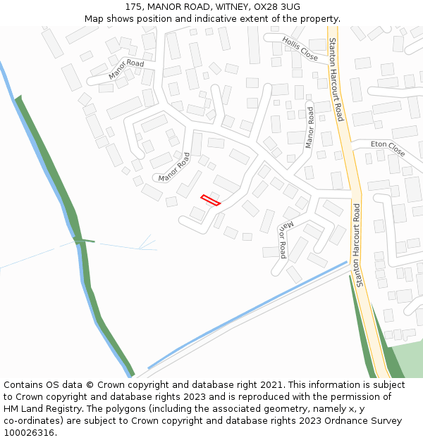 175, MANOR ROAD, WITNEY, OX28 3UG: Location map and indicative extent of plot