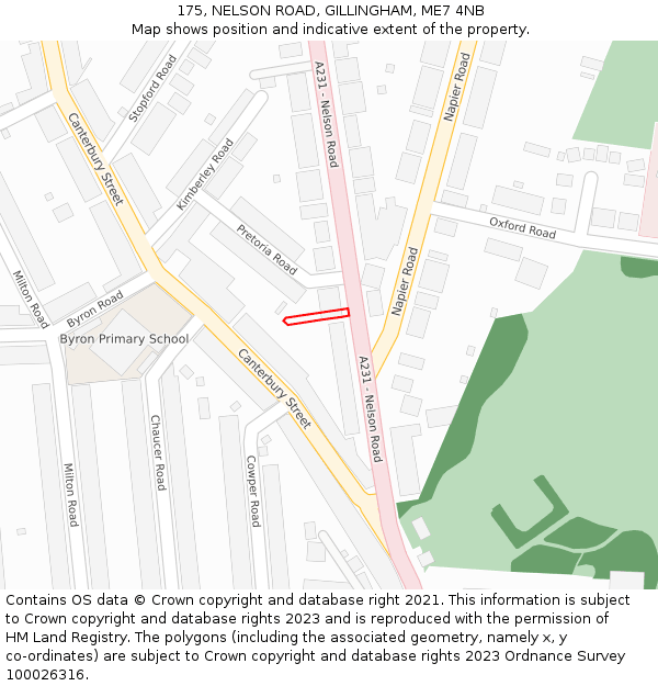 175, NELSON ROAD, GILLINGHAM, ME7 4NB: Location map and indicative extent of plot