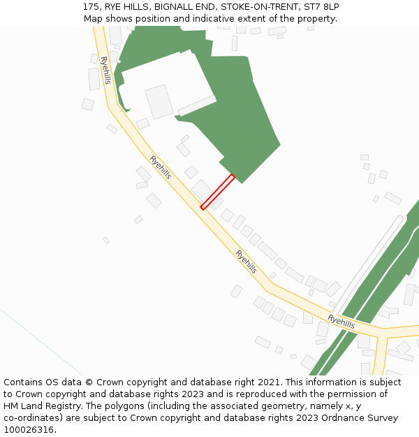 175, RYE HILLS, BIGNALL END, STOKE-ON-TRENT, ST7 8LP: Location map and indicative extent of plot