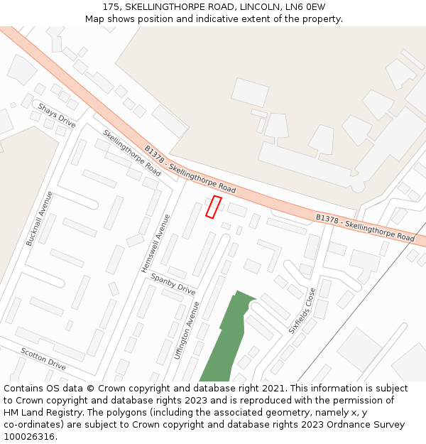 175, SKELLINGTHORPE ROAD, LINCOLN, LN6 0EW: Location map and indicative extent of plot