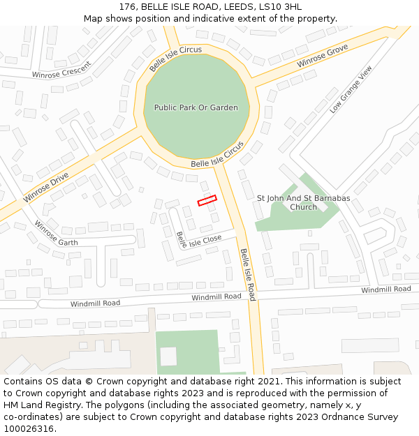 176, BELLE ISLE ROAD, LEEDS, LS10 3HL: Location map and indicative extent of plot