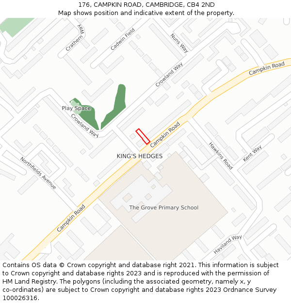 176, CAMPKIN ROAD, CAMBRIDGE, CB4 2ND: Location map and indicative extent of plot