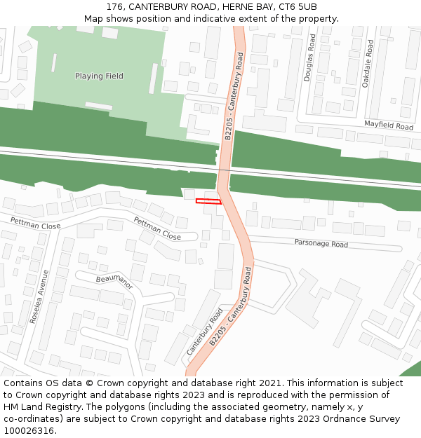 176, CANTERBURY ROAD, HERNE BAY, CT6 5UB: Location map and indicative extent of plot
