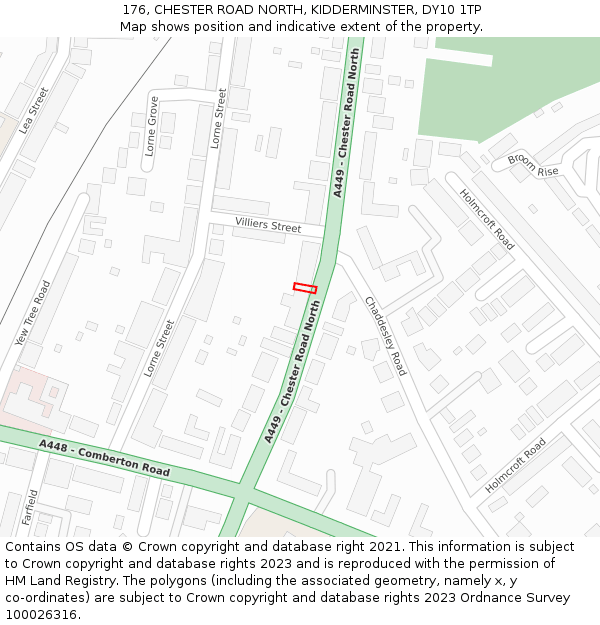 176, CHESTER ROAD NORTH, KIDDERMINSTER, DY10 1TP: Location map and indicative extent of plot