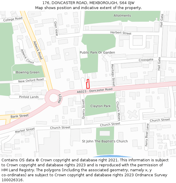 176, DONCASTER ROAD, MEXBOROUGH, S64 0JW: Location map and indicative extent of plot
