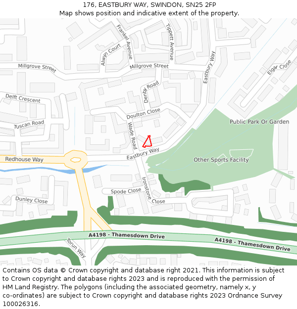 176, EASTBURY WAY, SWINDON, SN25 2FP: Location map and indicative extent of plot